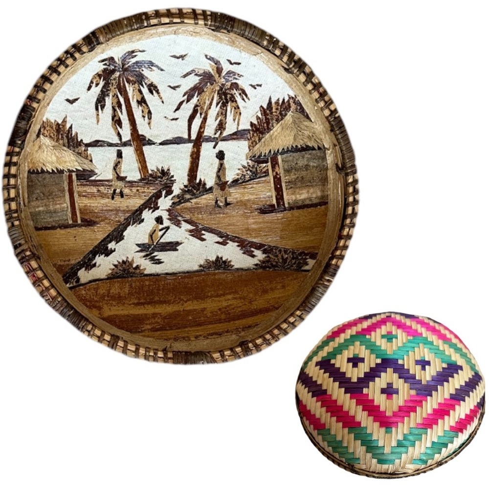 Hand Woven African Tribal Banana Lead Basket Bowl Hand Crafted